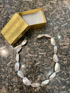 Iridescent White Shell Bead Necklace - Women's Jewelry